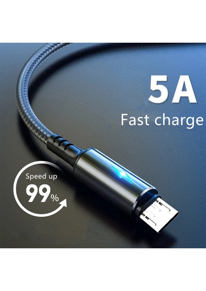 Mikro USB Tip C Kablo 5A LED Hızlı Şarj Mikro Veri Kablosu Huawei Samsung Xiaomi iPhone Android Cep Telefonu Şarj Kabloları (Yurt Dışından)