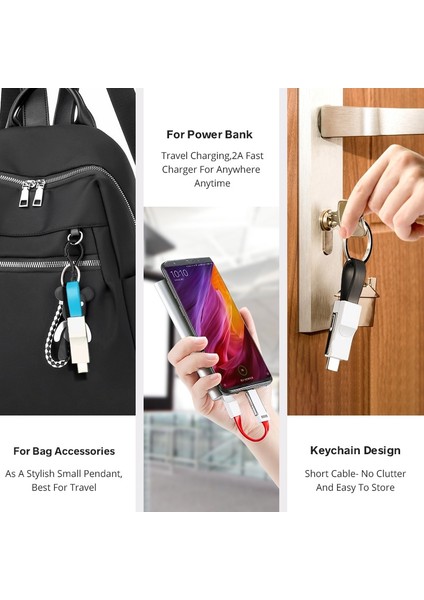 In 1 Mini Anahtarlık Manyetik Kablo Mikro USB Tip C Taşınabilir Akıllı Telefon Data Sync Şarj Hattı iPhone 12 11 Pro Max Xiaomi (Yurt Dışından)