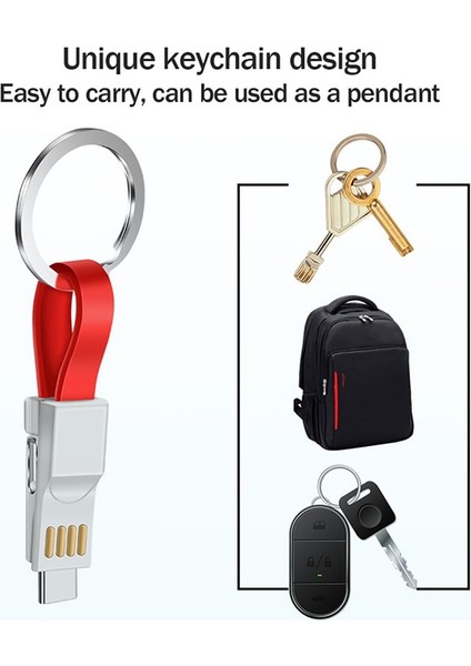 In 1 Mini Anahtarlık Manyetik Kablo Mikro USB Tip C Taşınabilir Akıllı Telefon Data Sync Şarj Hattı iPhone 12 11 Pro Max Xiaomi (Yurt Dışından)