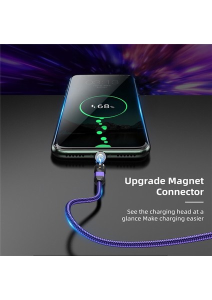Uslıon Yeni Manyetik USB Kablosu Hızlı Şarj Mikro Tip C Cep Telefonu Kablosu iPhone Samsung 360 + 180 Derece Dönen Kablo Tel (Yurt Dışından) fırsatları