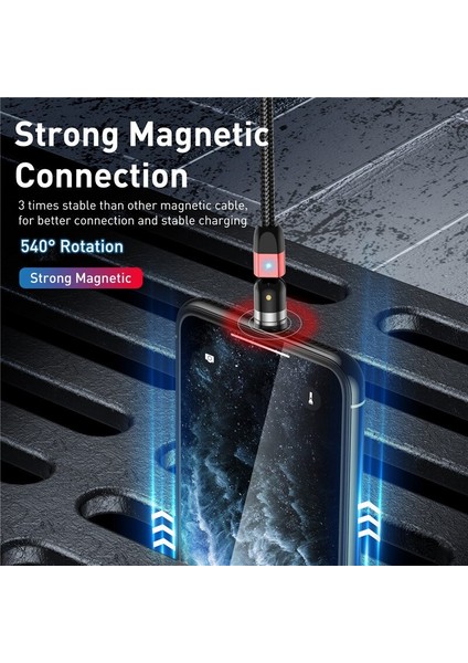 Uslıon Yeni Manyetik USB Kablosu Hızlı Şarj Mikro Tip C Cep Telefonu Kablosu iPhone Samsung 360 + 180 Derece Dönen Kablo Tel (Yurt Dışından) indirimleri