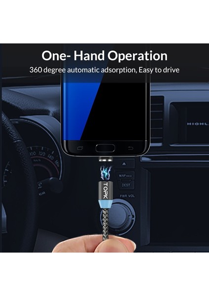 Topk AM17 LED Manyetik USB Kablosu/mikro Usb/c Tipi iPhone x Xs Max Samsung Xiaomi Pocophone Için Mıknatıs Şarj Cihazı USB C (Yurt Dışından) modelleri