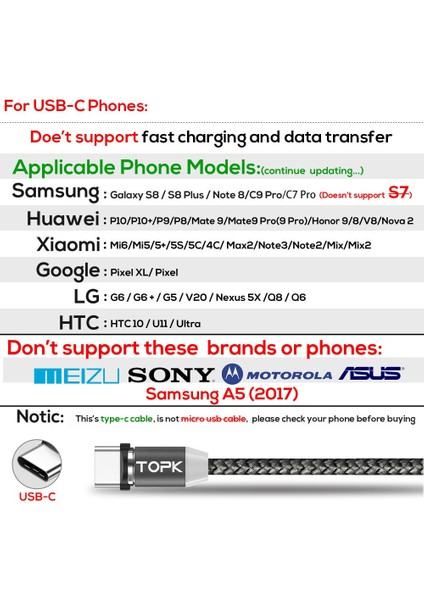 Topk AM17 LED Manyetik USB Kablosu/mikro Usb/c Tipi iPhone x Xs Max Samsung Xiaomi Pocophone Için Mıknatıs Şarj Cihazı USB C (Yurt Dışından) fırsatları