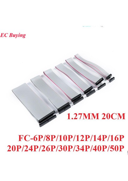 2 Adet 1.27MM Pitch Fc-6 8/10/12/14/16/20/24/26/30/34/40/50P Pin 20CM Avr Indirme Kablosu Fc Gri Düz Şerit Veri Idc Konektörü (Yurt Dışından)