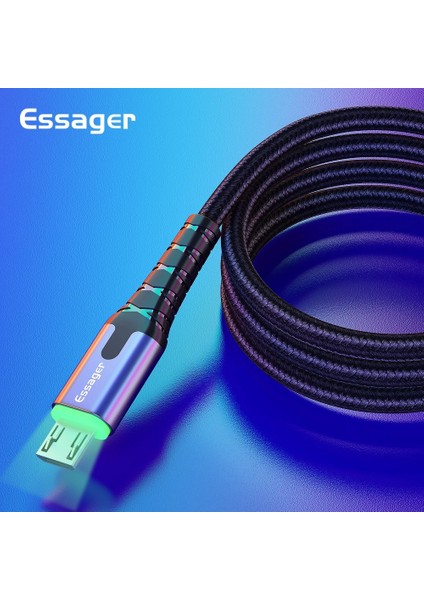 Essager USB Tip C Mikro Kablo Hızlı Şarj LED Tel Kordon Usbc Tip-C Kablo Xiaomi Redmi Için Not 8 7 Samsung Cep Android Telefon Ipad Usb-C Şarj Cihazı (Yurt Dışından)