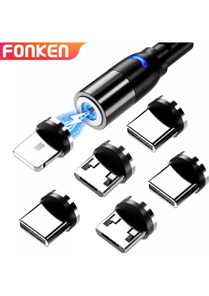 Adet Manyetik Ipuçları Evrensel Yuvarlak Manyetik Kablo Mikro USB C Tipi Mıknatıs Yedek Parçalar Cep Telefonu Toz Fiş Adaptörü (Yurt Dışından)