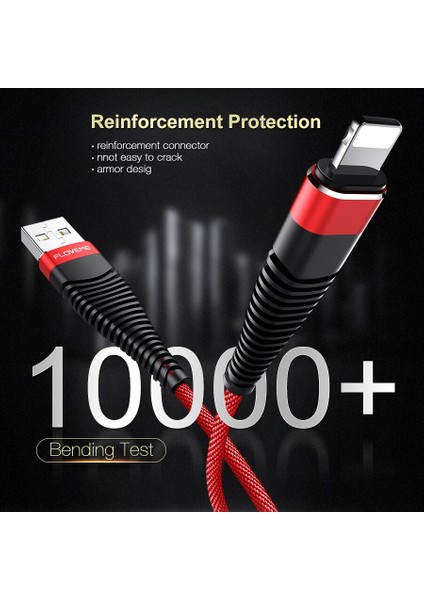 Floveme Yüksek Mukavemetli USB Kablosu Iphone, 5 V/2A Şarj Veri Senkronizasyonu 1 M 2 M Örgülü Telefon Kablosu Apple iPhone 7x6 8 Artı 10 Cabo (Yurt Dışından) modelleri