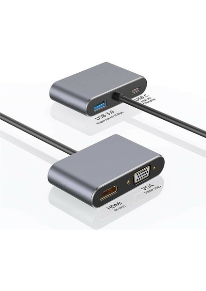 4'ü 1 Arada USB C Tip-C'den HDMI 4K VGA Usb3.0 Ses Video Adaptörü Pd Hızlı Şarj Aleti (Yurt Dışından) modelleri