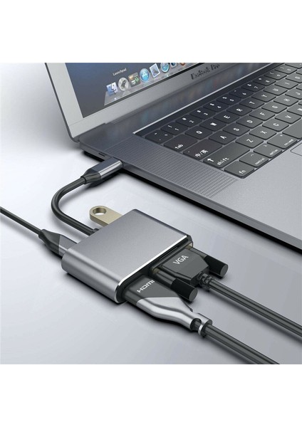 4'ü 1 Arada USB C Tip-C'den HDMI 4K VGA Usb3.0 Ses Video Adaptörü Pd Hızlı Şarj Aleti (Yurt Dışından) indirimleri