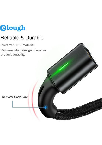 Elough Manyetik Kablo 3A Hızlı Şarj Mikro USB Kablosu iPhone Xiaomi Samsung Qc 3.0 Hızlı Şarj Tipi C Veri Kablosu Tel Kablosu (Yurt Dışından)