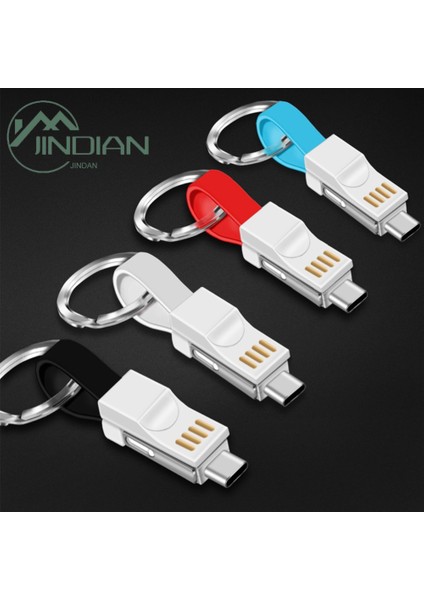 Android iPhone Için Taşınabilir 3'ü 1 Arada Mikro USB Tip-C Şarj Kablosu Kablosu Anahtarlığı (Yurt Dışından)