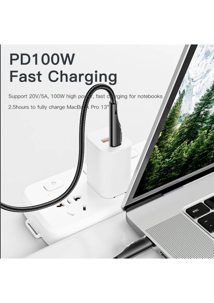 Essager PD100W 60W USB C USB C Tipi Kablo Kablosu Hızlı Şarj Kablosu Xiaomi Pocox3 MacBook iPad Samsung Huawei Telefon Şarj (Yurt Dışından)