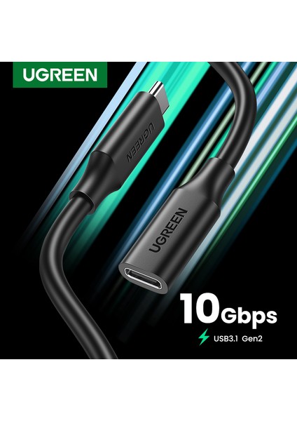 Ugreen USB Uzatma Kablosu 10 Gbps USB C - USB C Genişletici Kablosu 1 M Xiaomi Huawei Samsung Macbook Air Nintendo Anahtarı USB C 3.1 Uzatma Kablosu (Yurt Dışından)