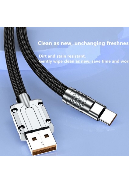 120W 6A Süper Hızlı Şarj C Tipi Naylon Kablo Hızlı Şarj Hızlı Şarj Kablosu, Gösterge Işığı ile Ip 14 Plus 13 Pro Max Için USB Kablosu (Yurt Dışından)