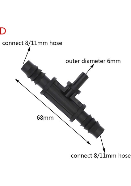 10 Adet 8/11MM Ila 4/7mm Dikenli Konnektör Damla Sulama Sistemi Tee Boru Bağlantıları Bahçe Sulama Boru Tesisat Hortumu Splitter (Yurt Dışından)