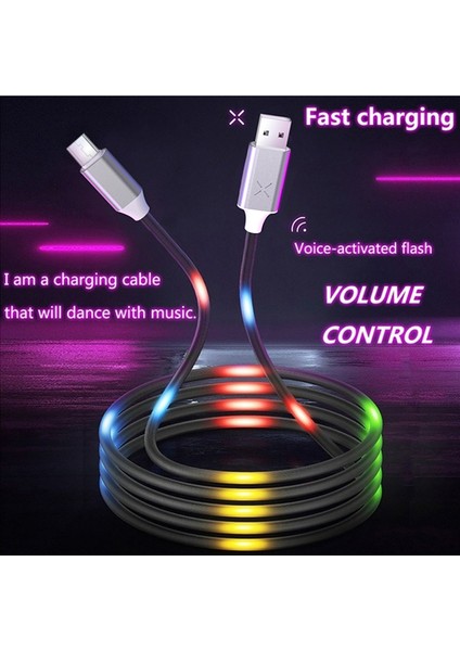Hızlı Şarj Mikro USB Android/tip-C Ses Kontrol Kablosu Şarj Kablosu LED Ses Kontrolü Flaş Xiaomi/huawei/samsung Galaxy (Yurt Dışından)