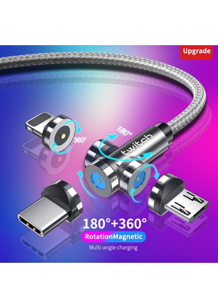 Twitch 540 Döndür Manyetik Kablo Mikro USB C Tipi Kablo Manyetik Şarj Şarj Aleti Kablosu iPhone Xiaomi Samsung Için USB Telefon Kablosu (Yurt Dışından) fiyatları