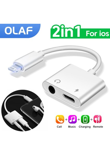 In 1 Ses Adaptörü iPhone 11 12 Pro Max Xxs Aux Jack Kulaklık Aydınlatma 3.5mm Kulaklık Ayırıcı Şarj Kulaklık Kablosu (Yurt Dışından)
