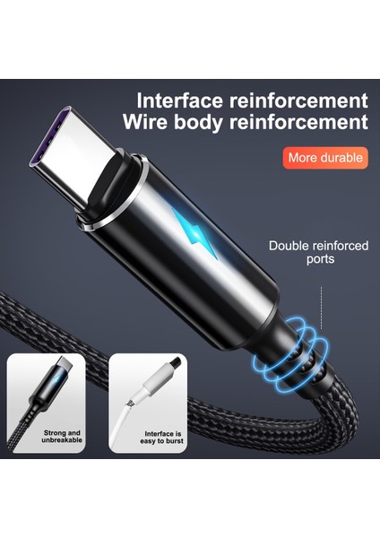 25 cm Kısa Naylon Şarj Veri Kablosu Mikro USB C Tipi Kablolar Ios Android Telefon Için 2.4A Hızlı Şarj Güç Bankası Telefon Kablosu Tel (Yurt Dışından)