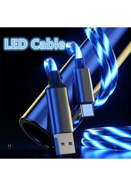 Parlayan Kablo Cep Telefonu Şarj Kabloları LED Işık Mikro USB Tip C Şarj Cihazı Samsung Xiaomi iPhone 13 12 Şarj Kablosu Kablosu (Yurt Dışından)