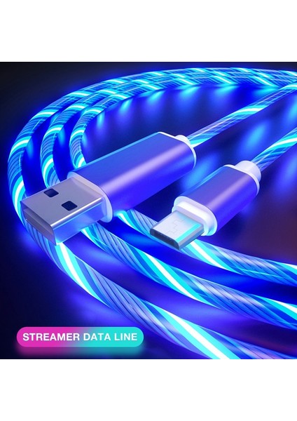 Parlayan Kablo Cep Telefonu Şarj Kabloları LED Işık Mikro USB Tip C Şarj Cihazı Samsung Xiaomi iPhone 13 12 Şarj Kablosu Kablosu (Yurt Dışından)