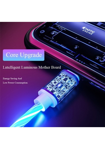 Parlayan Kablo Cep Telefonu Şarj Kabloları LED Işık Mikro USB Tip C Şarj Cihazı Samsung Xiaomi iPhone 13 12 Şarj Kablosu Kablosu (Yurt Dışından)