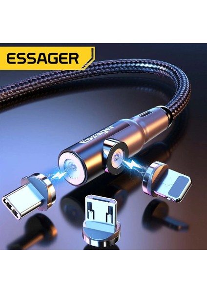 Essager Manyetik Mikro USB Kablosu iPhone Samsung Xiaomi Için Hızlı Şarj Mıknatısı USB Tipi C Cep Telefonu Kablosu Şarj Kablosu Kablosu (Yurt Dışından)