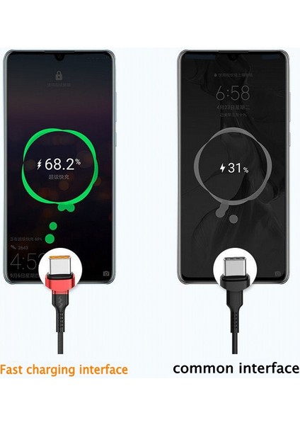 1m/2m Örgülü USB Tip C Hızlı Şarj Kablosu / 6A 66W Hızlı Şarj Tip C Şarj Kablosu Evrensel Android ve Huawei ile Uyumlu (Yurt Dışından)