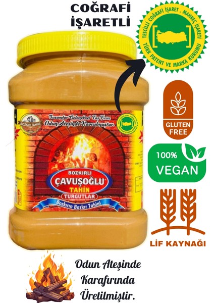 Bozkırlı Çavuşoğlu Odun Ateşinde Kavrulmuş Kepeksiz Bozkır Tahini 930 gr + Odun Ateşinde Kavrulmuş Susam 500 gr