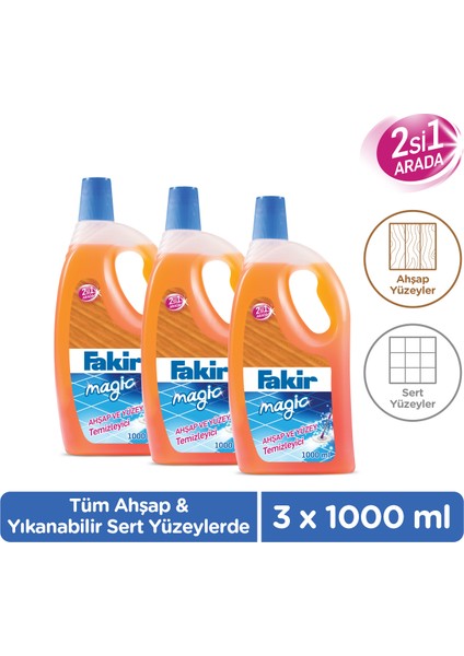 Magic 2'si 1 Arada Ahşap ve Sert Yüzey Temizleyici 1000ml x 3 Adet