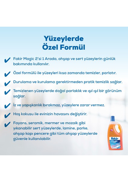 Magic 2'si 1 Arada Ahşap ve Sert Yüzey Temizleyici 1000ml x 3 Adet