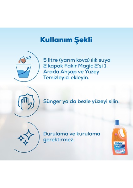 Magic 2'si 1 Arada Ahşap ve Sert Yüzey Temizleyici 1000ml x 3 Adet