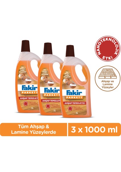 Parkett Nano Teknolojili Ahşap Temizleyici 1000ml x 3 Adet