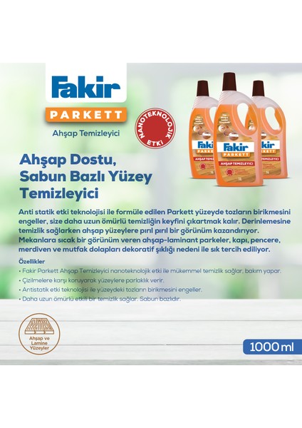 Parkett Nano Teknolojili Ahşap Temizleyici 1000ml x 3 Adet