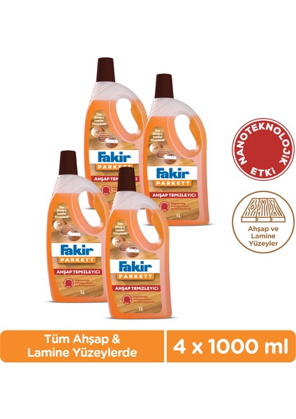 Parkett Nano Teknolojili Ahşap Temizleyici 1000ml x 4 Adet