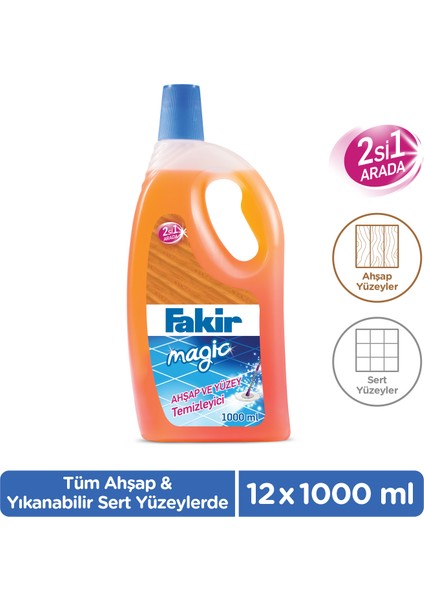 Magic 2'si 1 Arada Ahşap ve Sert Yüzey Temizleyici 1000ml x 12 Adet