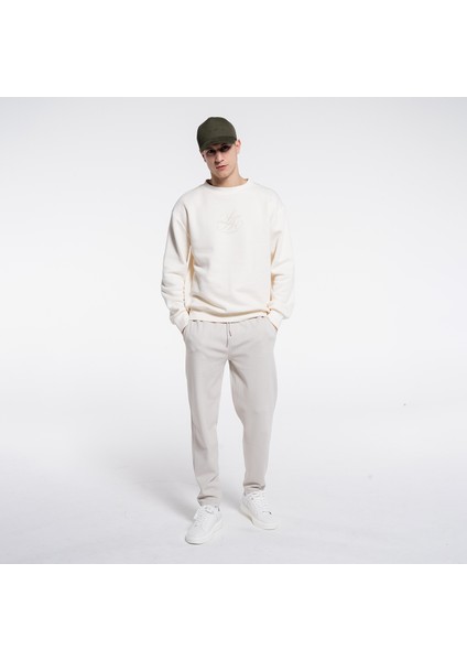 Friday Offset Dom Erkek Ekru Bisiklet Yaka Ekstra Oversize Sweatshirt - 3 Iplik