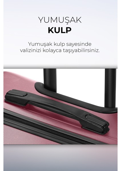 Polo&sky Elmas Model Gül Kurusu 2'li Valiz Seti Küçük+Büyük