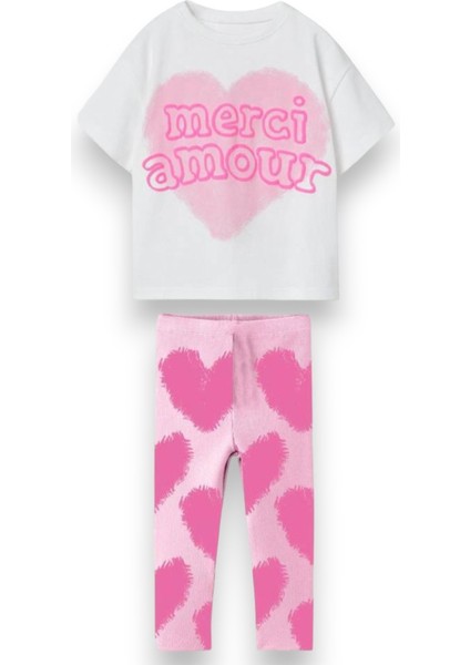 Kız Çocuk Kalp Desentshirt - Tayt 2'Li Alt Üst Takım fiyatları