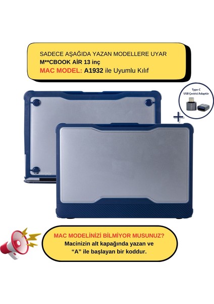 Macbook Air Koruyucu Kılıf A1932 ile Uyumlu 2018/2019 Darbe Emici OutDoorHF