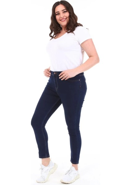Kadın Yüksek Bel Skinny Fit Jeans Büyük Beden Kot Pantolon Parlament Mavi C597 fiyatları