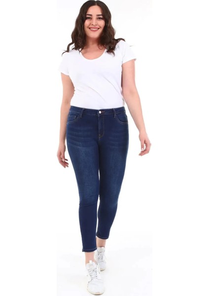 Kadın Yüksek Bel Skinny Fit Jeans Büyük Beden Kot Pantolon Taşlanmış Parlament C597 fiyatları