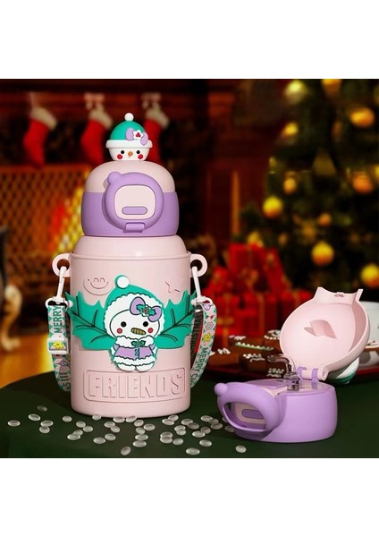 Noel Hediyesi Karikatür Çocuk Termos Bardak, 316 Gıda Sınıfı Taşınabilir Yalıtım Su Isıtıcısı, Öğrenci Termos Bardak, 450ML (Yurt Dışından)