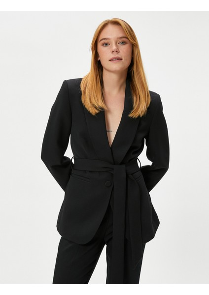 Blazer Ceket Düğmeli Fleto Cepli Beli Kuşaklı fiyatları