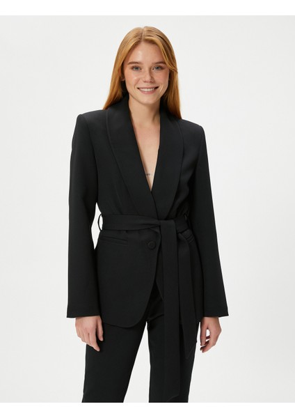 Blazer Ceket Düğmeli Fleto Cepli Beli Kuşaklı modelleri