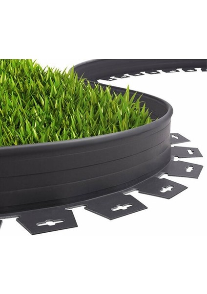 Plastik Çim Sınırlayıcı-Çim Ayırıcı Esnek 25 M Siyah + Sabitleme Kazıkları