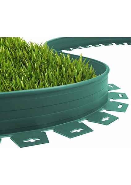 Plastik Çim Sınırlayıcı-Çim Ayırıcı Esnek 5 M Yeşil + Sabitleme Kazıkları
