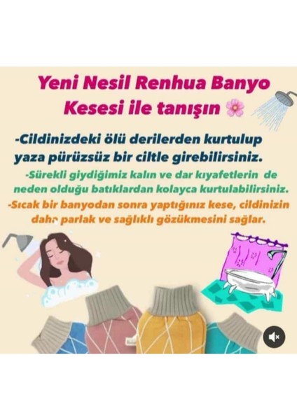 Zeynoçeyiz Renhua Mikro Fiber Banyo Kesesi 2 Adet Içi Lif / Dışı Kese Çift Taraflı