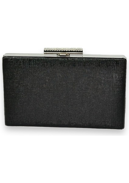 Siyah Renk Çizilmez Derili Metal Kasalı Zincirli Bayan Abiye Çanta Gece Çantası Düğün Nişan Kına Gelin Party Çantası Mezuniyet Portföy Clutch