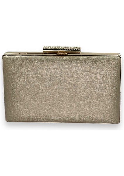 Altın Gold Dore Renk Çizilmez Derili Metal Kasalı Zincirli Bayan Abiye Çanta Gece Çantası Düğün Nişan Kına Gelin Party Çantası Mezuniyet Portföy Clutch
